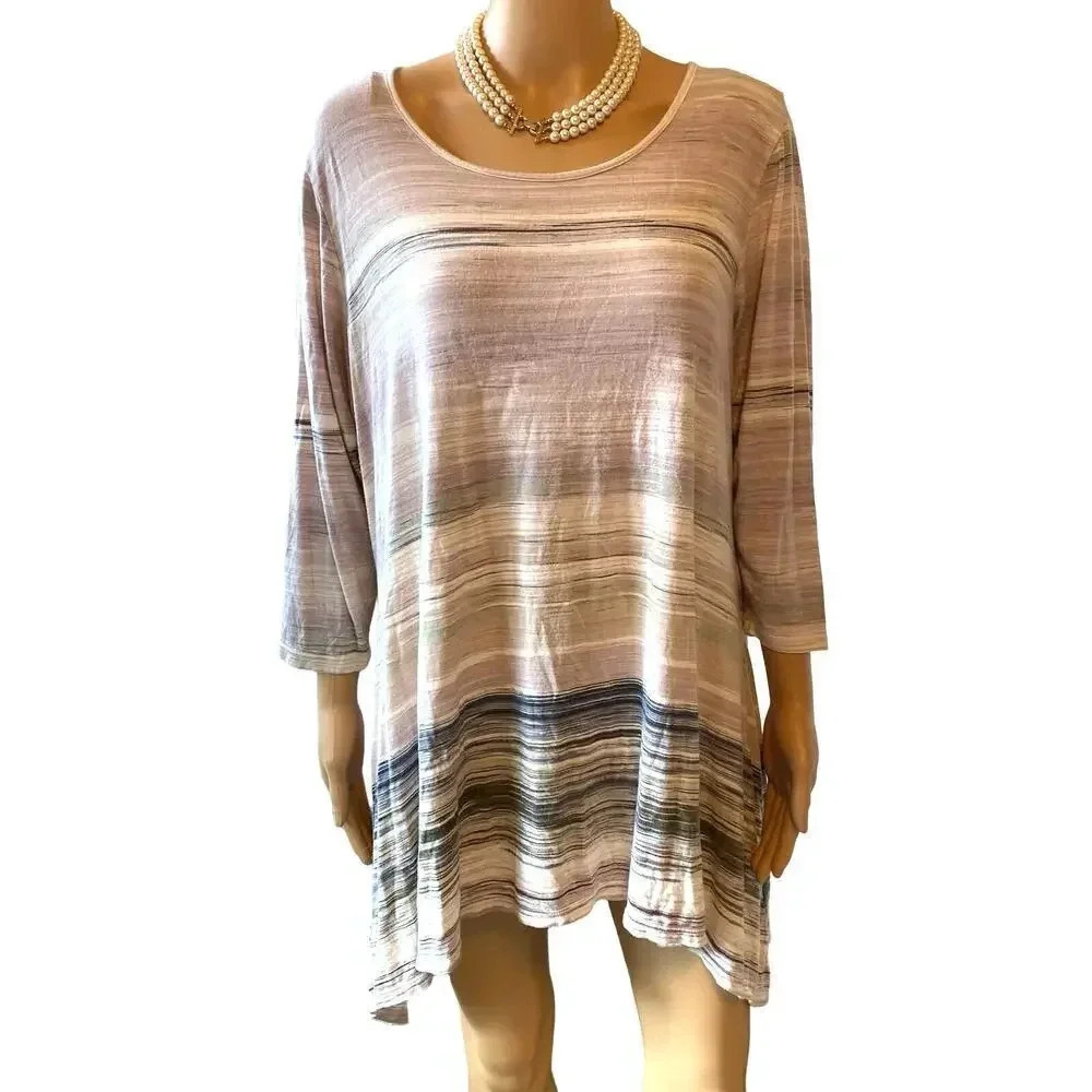 Rose Olive Stretchy Boho Soft Comfort Beach Summer Swing Top Women Plus Size 1X